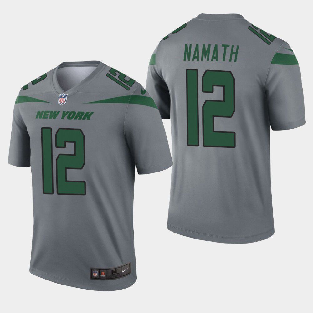 Men New York Jets #12 Joe Namath Nike Grey Inverted Legend NFL Jersey